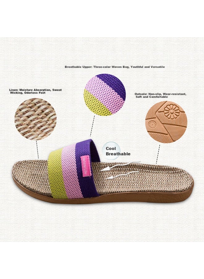 Tzldn Linen Slippers For Women, Summer New Style, Indoor Home Use, Cotton Linen Fabric Floor Slippers For Women And Couples - Image 5