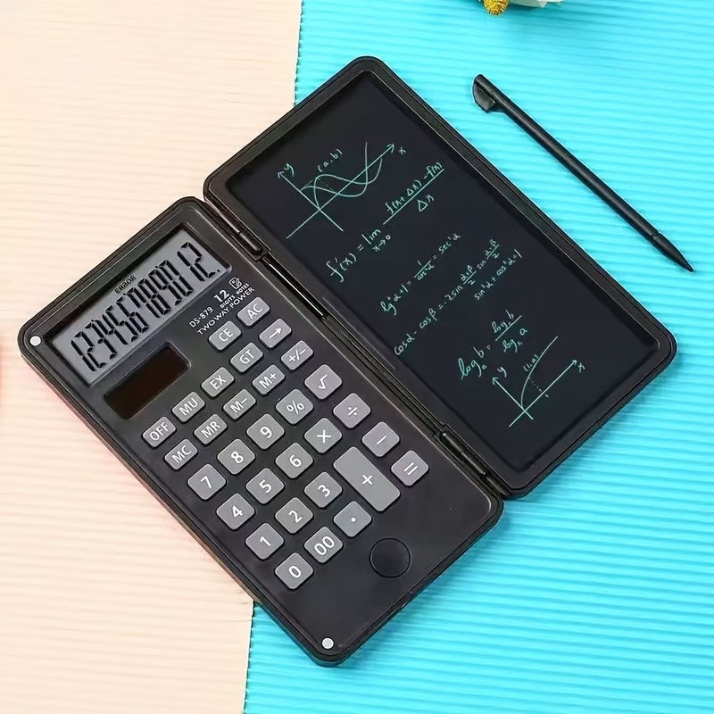 Scientific Calculator For Teachers Engineers Lcd Display Foldable Design Handwriting Pad Dual Power Supply Solar Battery 10 Scenarios Black - Image 4