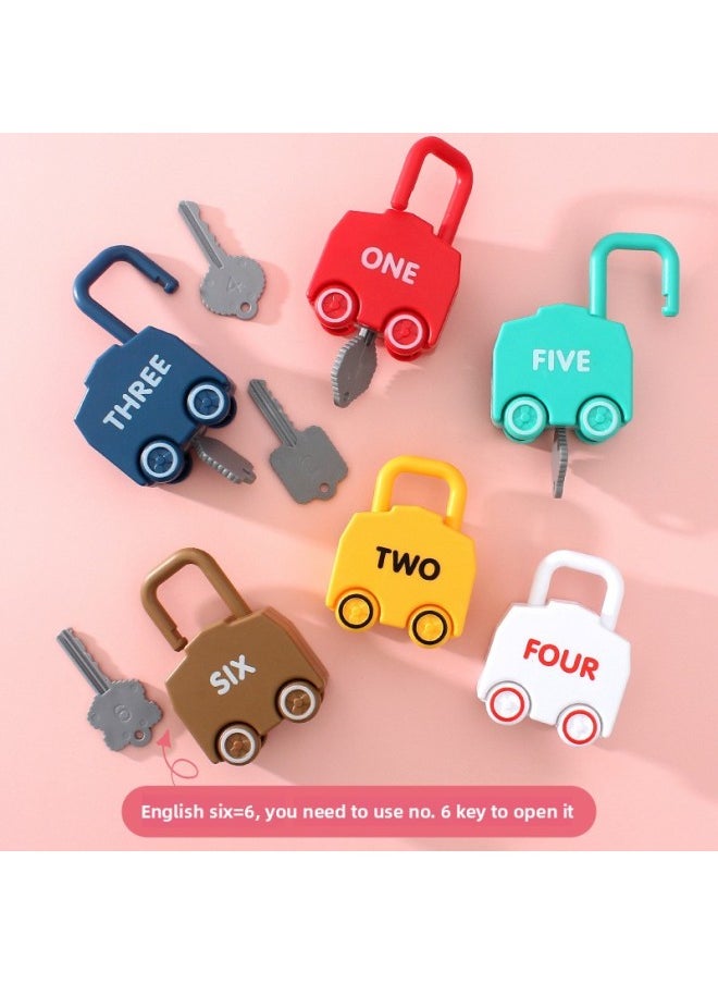 null - Children's Unlocking Toys Early Education Letters And Numbers Cognition 0-3 Years Old Baby Key Shape Matching Lock Car-Color:Six Different Patterns (full Set) - Image 1