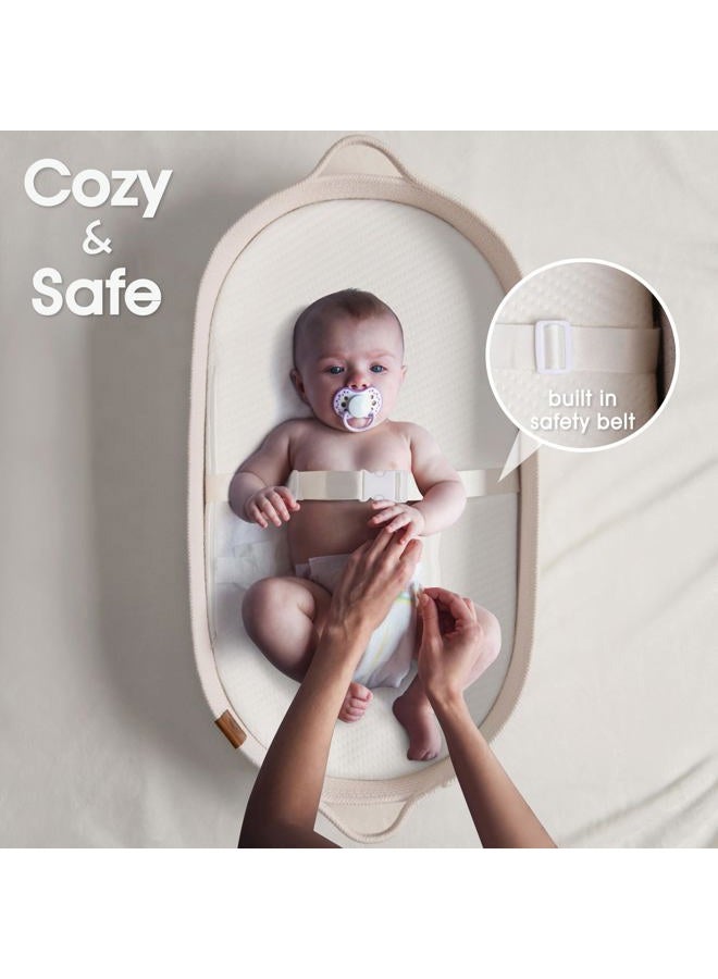 JJOO Baby Changing Basket - Breathable, Waterproof Covers, Wipeable Changing Pad for Changing Table Toper & Dresser, Cotton Rope Baby Basket (Light Cream/Bamboo, Caddy Set) - Image 3