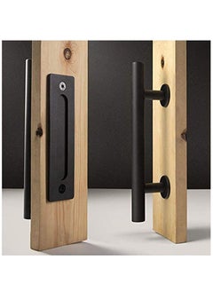Y&D Sliding Door Handle Heavy Duty Barn Stainless Pull Hardware Set for Closet Home Black Handles  - Image 1