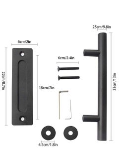 Y&D Sliding Door Handle Heavy Duty Barn Stainless Pull Hardware Set for Closet Home Black Handles  - Image 2