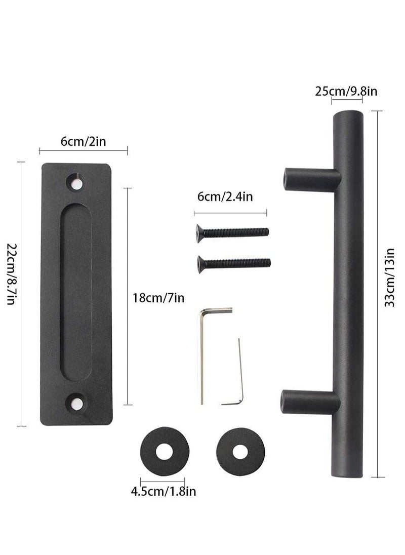 Y&D - Sliding Door Handle Heavy Duty Barn Stainless Pull Hardware Set for Closet Home Black Handles - Image 1