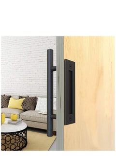 Y&D Sliding Door Handle Heavy Duty Barn Stainless Pull Hardware Set for Closet Home Black Handles  - Image 5