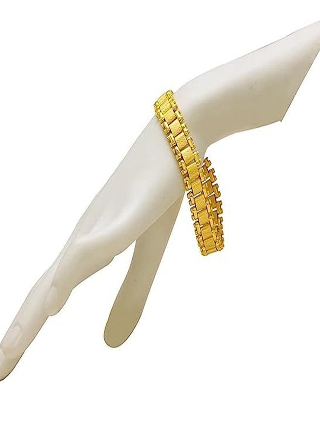 Ervio Gold Plated Brass Bracelet for Men | Stainless Steel Wrist Bracelet with American Diamond | Stylish Jewelry Gift for Boys & Men - Image 2