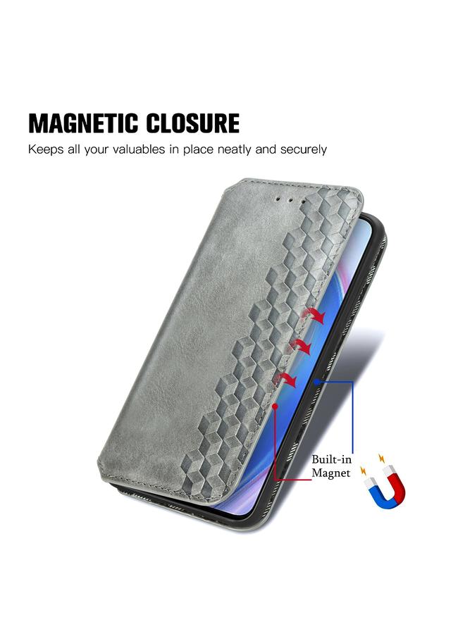 اس-توب جراب لهاتف OnePlus Nord CE 2 Lite 5G جراب هاتف جلدي مغناطيسي مضغوط بشبكة مكعبة - Image 5