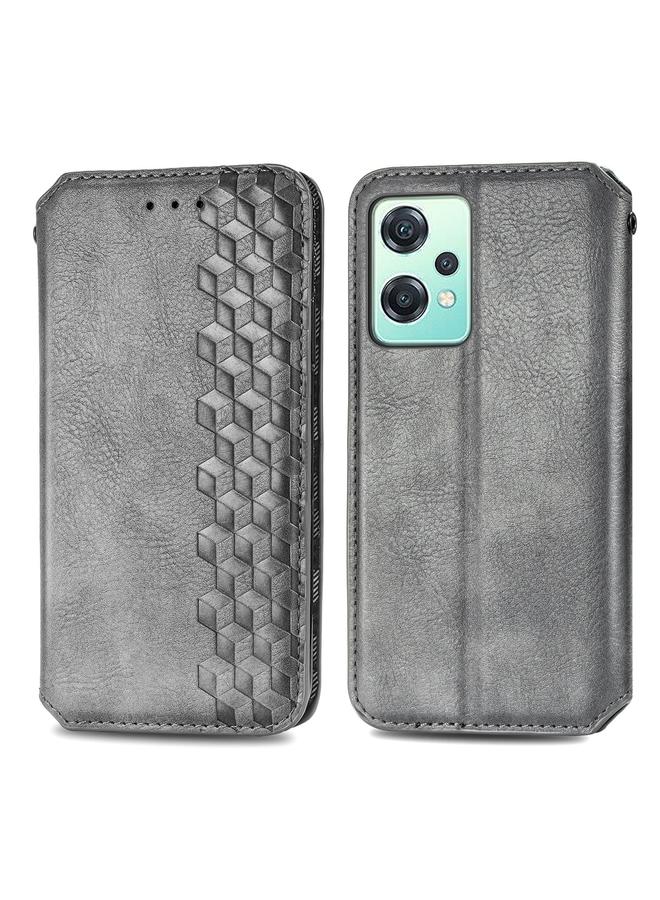 اس-توب جراب لهاتف OnePlus Nord CE 2 Lite 5G جراب هاتف جلدي مغناطيسي مضغوط بشبكة مكعبة - Image 2