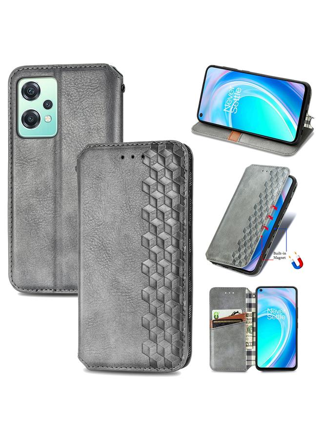 اس-توب جراب لهاتف OnePlus Nord CE 2 Lite 5G جراب هاتف جلدي مغناطيسي مضغوط بشبكة مكعبة - Image 1