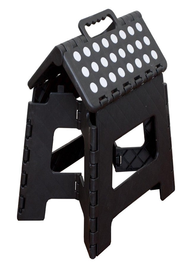 Home Basics Large Foldable Plastic Stool with Non-Slip Dots, Black - Image 2