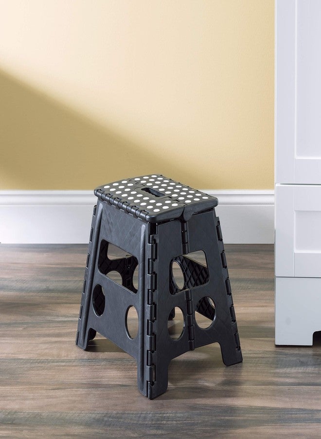 Home Basics Large Foldable Plastic Stool with Non-Slip Dots, Black - Image 4