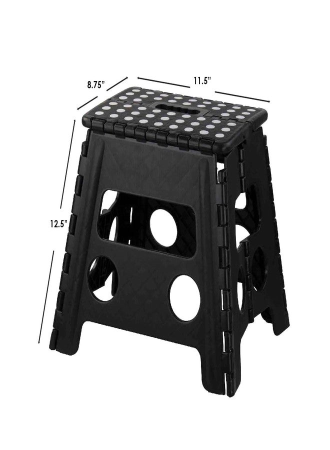 Home Basics Large Foldable Plastic Stool with Non-Slip Dots, Black - Image 3