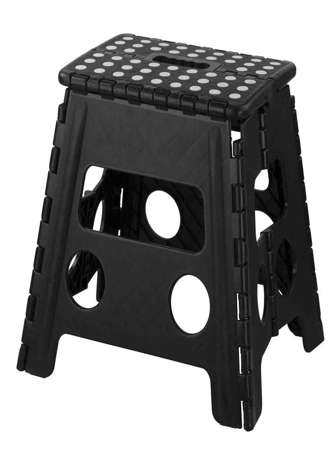 Home Basics Large Foldable Plastic Stool with Non-Slip Dots, Black - Image 1