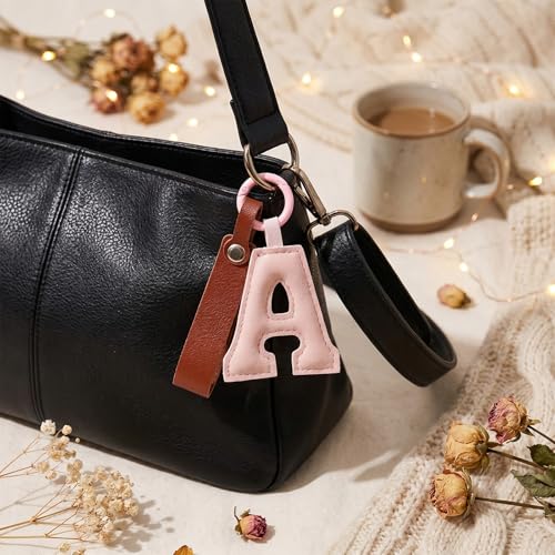 Hoheng Initial Keychain Car Keychain for Car Keys Leather Bag Charm Initial Letter Purse Charms Women's Keyrings & Keychains - Image 2