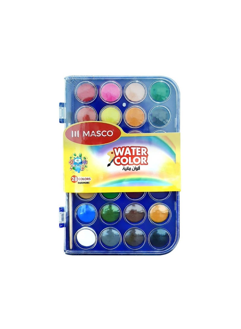 MASCO مجموعة ألوان مائية 28 قطعة مع فرشاة