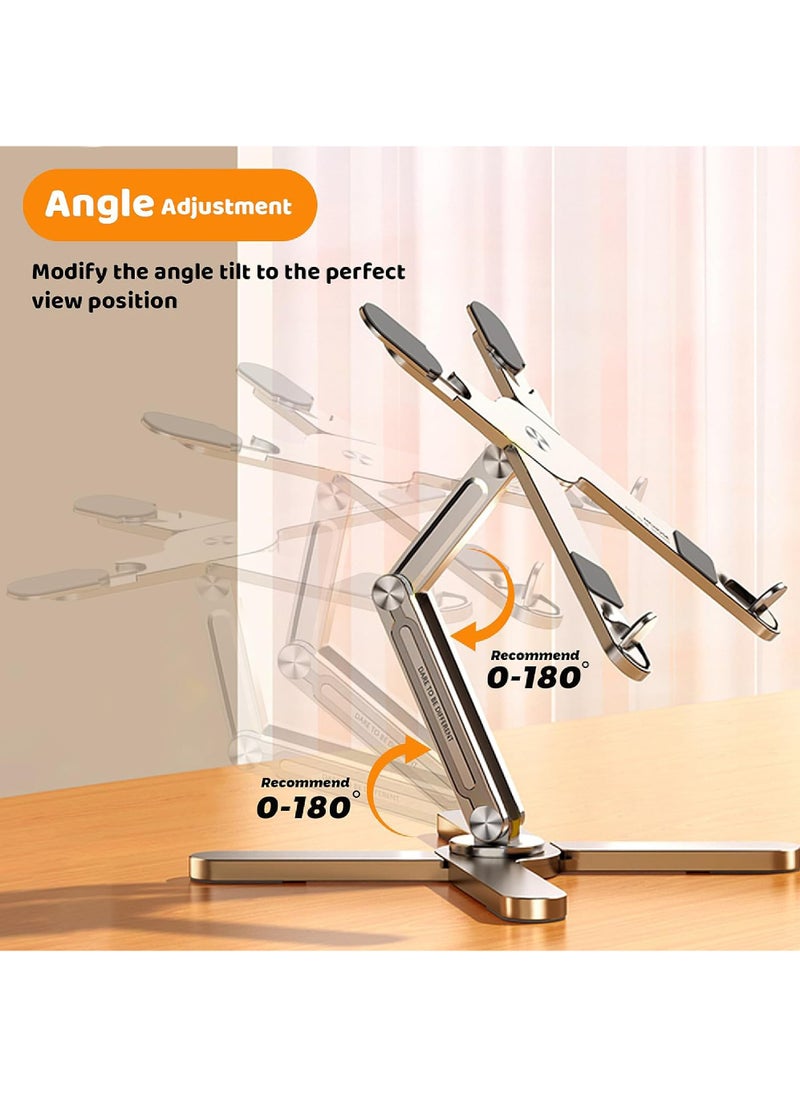 Rock Pow - Laptop Stand with 360 Rotating Base Computer Notebook Laptop Riser Metal Holder for Desk Collaborative Work Fully Foldable for Easy Storage Fits All MacBook Laptops up to 16 inches - Image 1