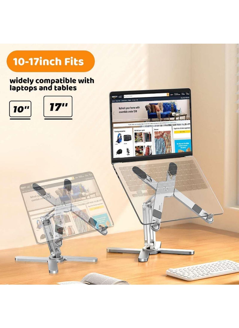 Rock Pow - Laptop Stand with 360 Rotating Base Computer Notebook Laptop Riser Metal Holder for Desk Collaborative Work Fully Foldable for Easy Storage Fits All MacBook Laptops up to 16 inches - Image 1