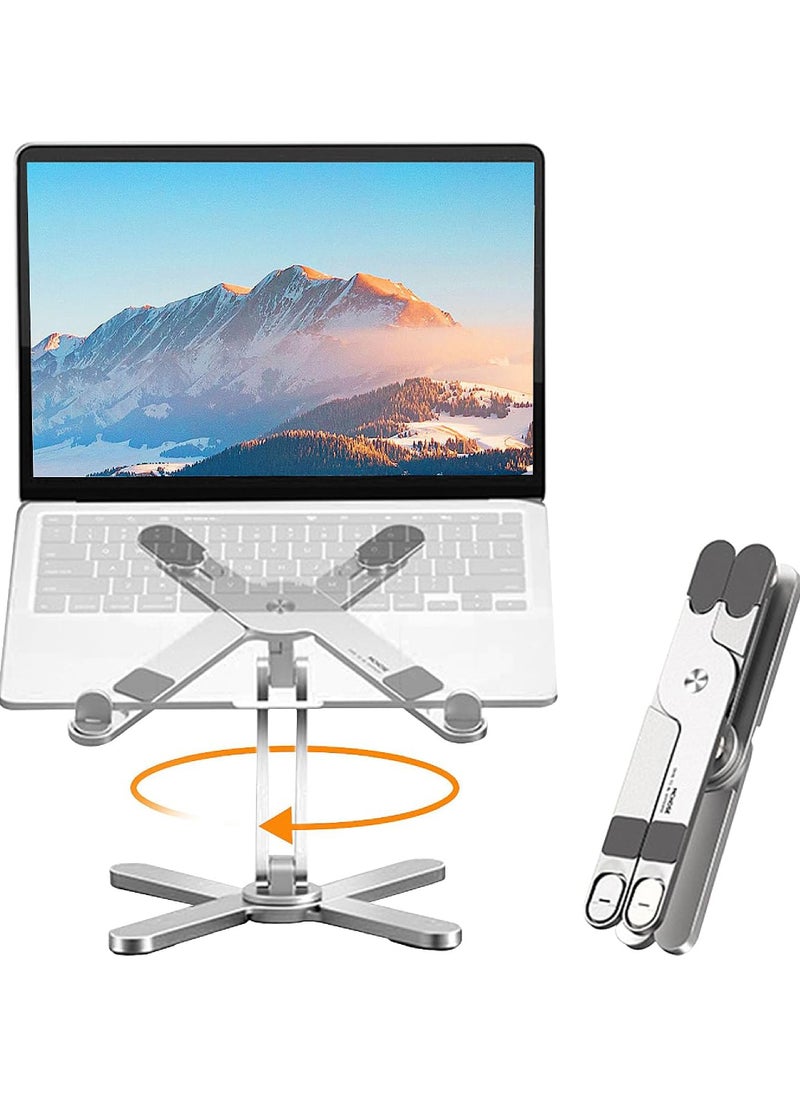 Rock Pow - Laptop Stand with 360 Rotating Base Computer Notebook Laptop Riser Metal Holder for Desk Collaborative Work Fully Foldable for Easy Storage Fits All MacBook Laptops up to 16 inches - Image 1