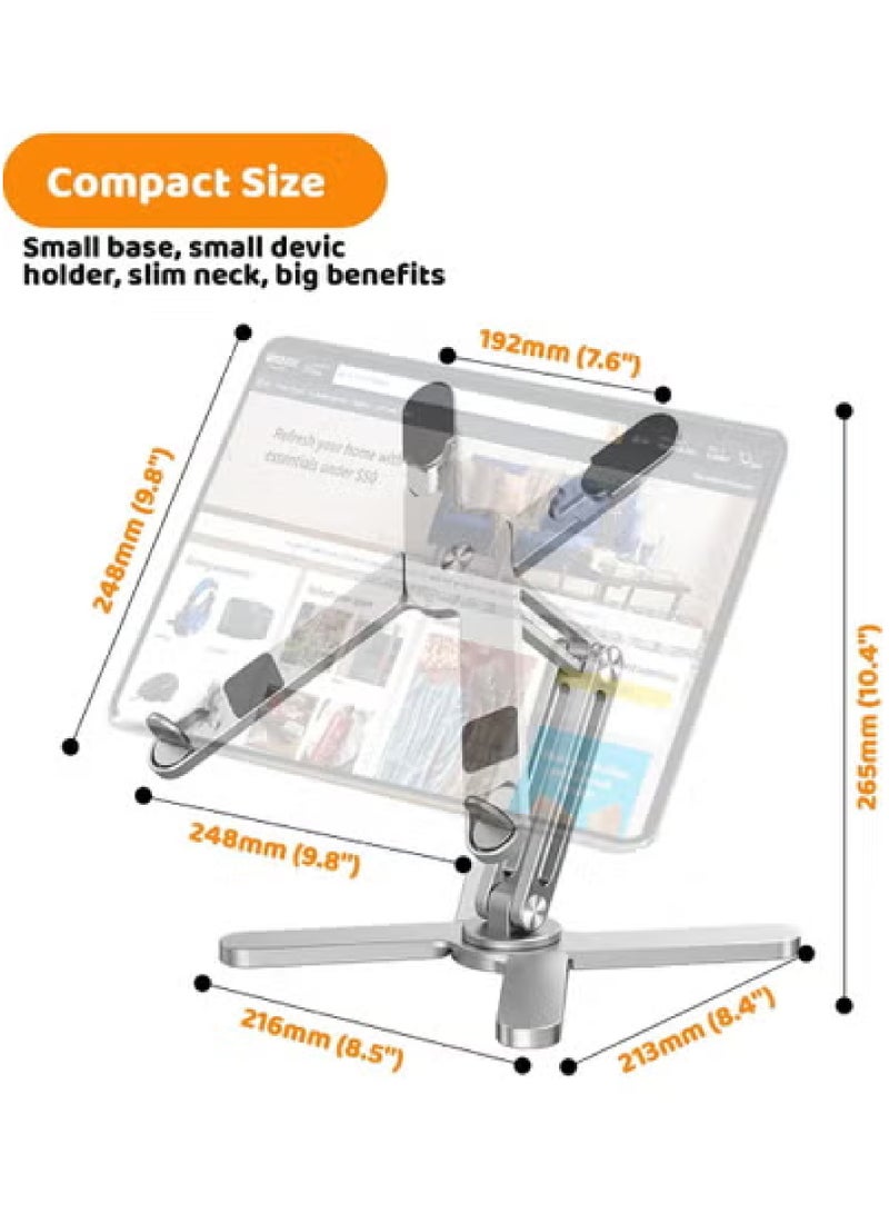 Rock Pow Laptop Stand with 360 Rotating Base Computer Notebook Laptop Riser Metal Holder for Desk Collaborative Work Fully Foldable for Easy Storage Fits All MacBook Laptops up to 16 inches - Image 3