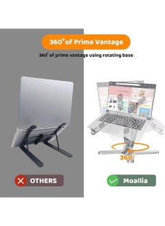 روك بو حامل كمبيوتر محمول مع قاعدة دوارة 360 درجة للكمبيوتر المحمول والكمبيوتر المحمول وحامل معدني للعمل التعاوني المكتبي، قابل للطي بالكامل لسهولة التخزين يناسب جميع أجهزة الكمبيوتر المحمولة MacBook حتى 16  - Image 2