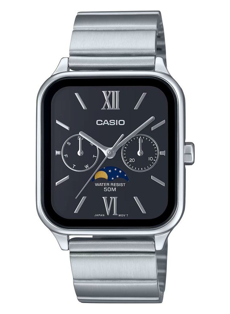 CASIO ساعة كاسيو القياسية للرجال بمينا سوداء وسوار من الفولاذ المقاوم للصدأ - MTP-M305D-1A2 - Image 1