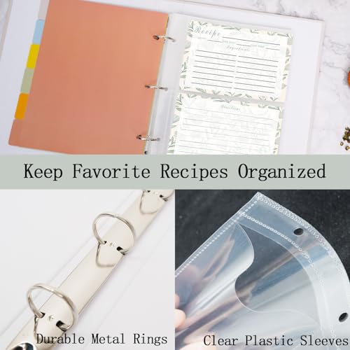 Jubilife Recipe Binder - 3 Ring Binder Recipe Book with Plastic Sleeves, 50 Recipe Cards, and Dividers - to Write Your Own Recipes, Organize and Preserve Your Family's Secret Recipes - Image 2