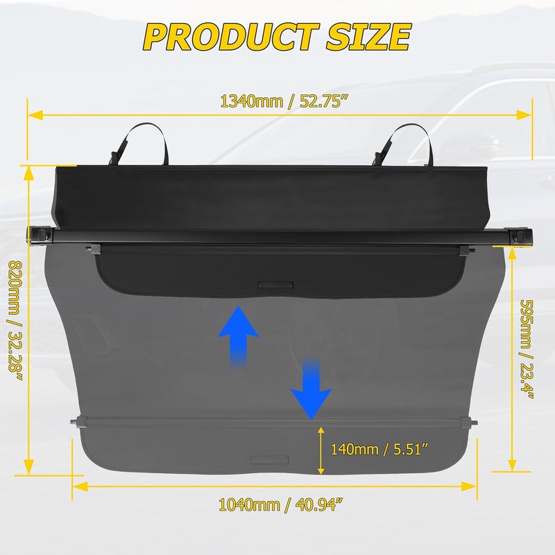 AUXMART غطاء شحن لسيارة هوندا CR-V CRV 2023 2024 2025 2026 غطاء أمان قابل للسحب مع قماش خلفي مقاوم للماء لغطاء شحن هوندا CRV (يشمل الهجين) - Image 3