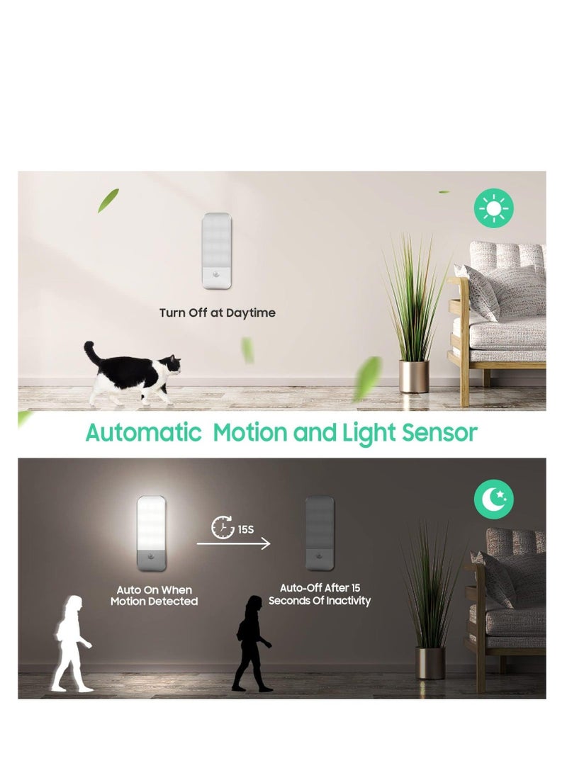 كابتن تيك Motion Sensor Lights Indoor, 2 Pack USB Rechargeable LED Night Light with 3 Modes (AUTO/ON/OFF), Wireless Motion Sensor Light with Magnetic Strips forBedroom, Stair, Kitchen 【Energy Class A】 - Image 2