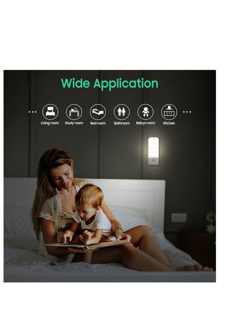 كابتن تيك Motion Sensor Lights Indoor, 2 Pack USB Rechargeable LED Night Light with 3 Modes (AUTO/ON/OFF), Wireless Motion Sensor Light with Magnetic Strips forBedroom, Stair, Kitchen 【Energy Class A】 - Image 4