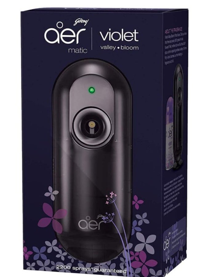جودريج مجموعة بخاخ معطر الجو الأوتوماتيكي "Godrej aer Matic" مع خاصية التحكم المرن - رائحة "Violet Valley Bloom" (225 مل)، قطعة واحدة. - Image 1