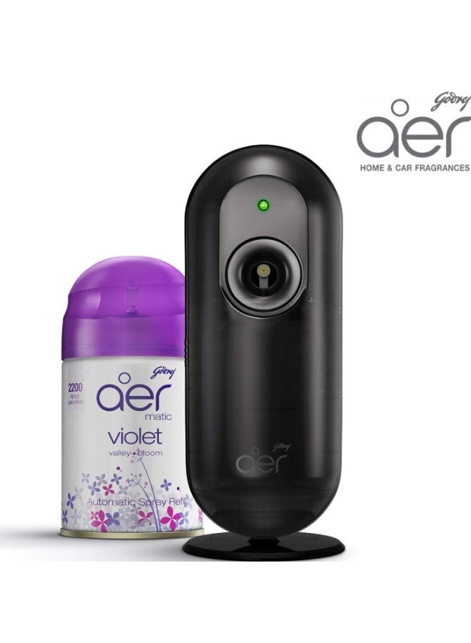 جودريج مجموعة بخاخ معطر الجو الأوتوماتيكي "Godrej aer Matic" مع خاصية التحكم المرن - رائحة "Violet Valley Bloom" (225 مل)، قطعة واحدة. - Image 2