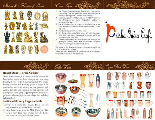 Prisha India Craft Pure Copper Hammered Dinner Set Thali Plate Serveware Dinnerware Diameter 105 Inch