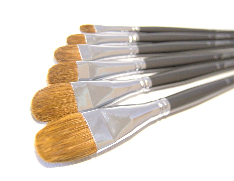 Creative Colors Red Sable Filbert Paint Brushes - Set of 6 Acrylic, Watercolor, Mixed Media or Oil Paint Brushes. Long Handle Professional Art Supplies for Canvas Painting - Image 1