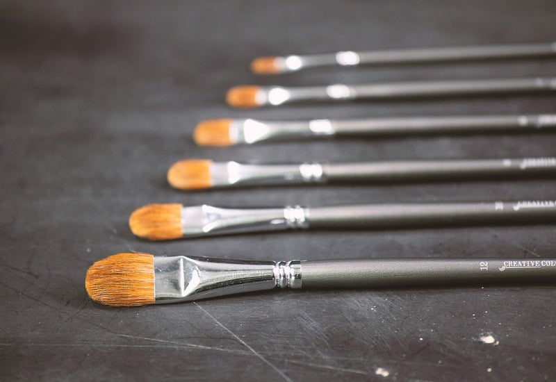 Creative Colors Red Sable Filbert Paint Brushes - Set of 6 Acrylic, Watercolor, Mixed Media or Oil Paint Brushes. Long Handle Professional Art Supplies for Canvas Painting - Image 5