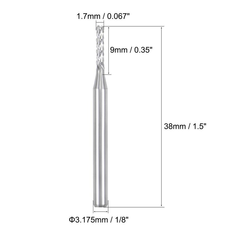Nxtop 10Pcs 1.7mm Carbide End Mill Engraving Milling Cutter CNC Router Bits for PCB Machine, 1/8" Shank - Image 2
