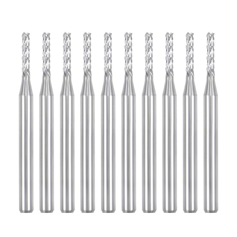 Nxtop 10Pcs 1.7mm Carbide End Mill Engraving Milling Cutter CNC Router Bits for PCB Machine, 1/8" Shank - Image 1