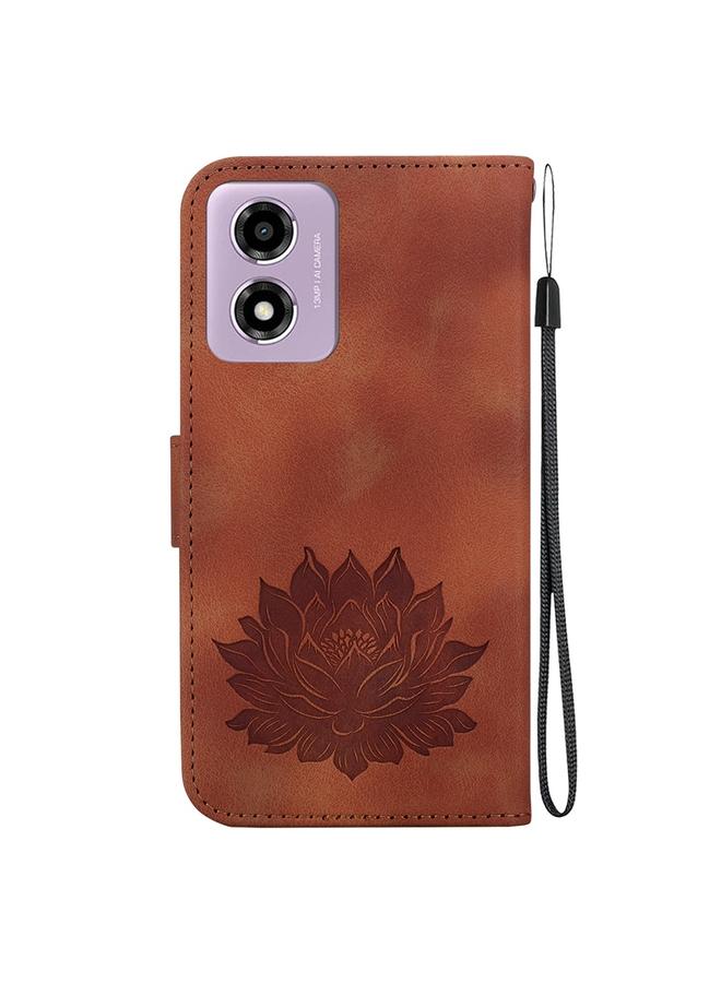 S-TOP Case For Motorola Moto G04s / Moto E14 Lotus Embossed Leather Phone Case - Image 3