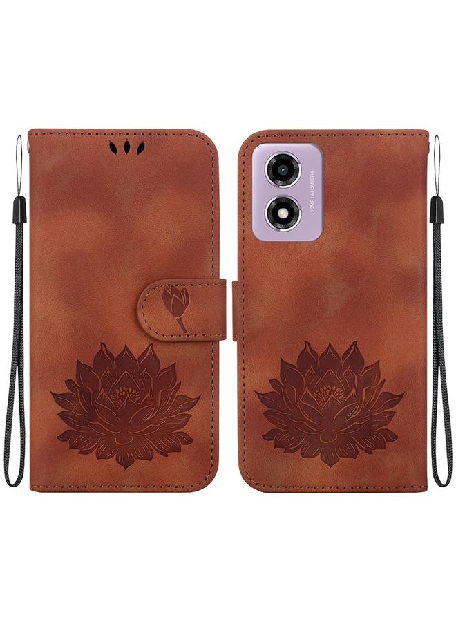 S-TOP Case For Motorola Moto G04s / Moto E14 Lotus Embossed Leather Phone Case - Image 1