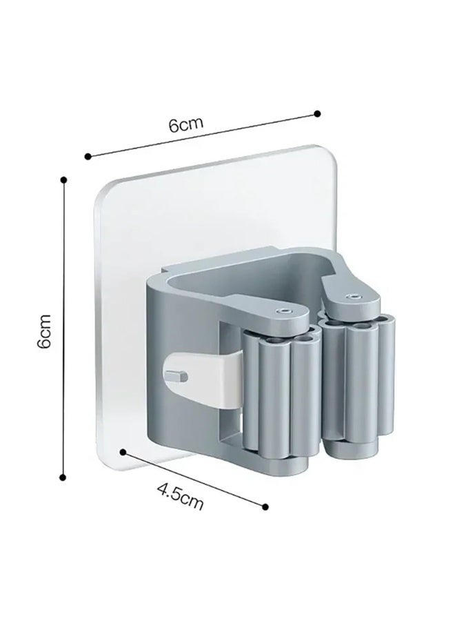 4-Piece Mop and Broom Holder Wall-Mop Storage Rack Plastic Hanging Mop Storage Rack Punch-Free Clip Hook for Bathroom and Kitchen (Gray) - Image 5