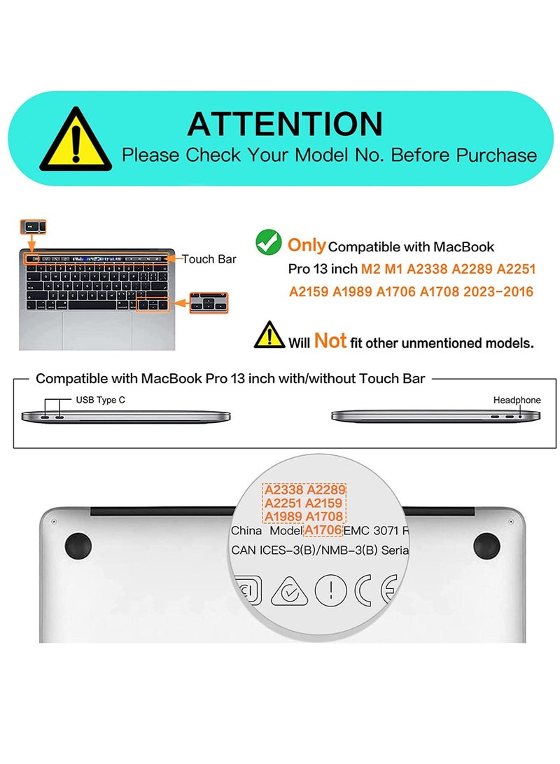 MacBook Pro 13 inch Case 2023 /2022 /2021 /2020-2016 M2 M1 A2338 A2251 A2289 A2159 A1989 A1708 A1706 with/Without Touch Bar Plastic Hard Shell Case Cover Clear - Image 3