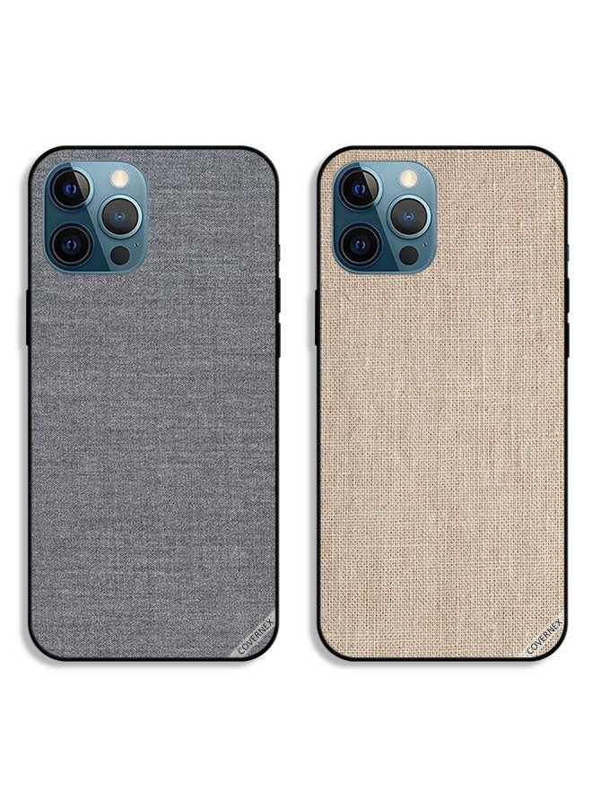 Covernex Two Cases For Apple iPhone 12 Pro Protective Covers Cloth Pattern and Cloth Texture - Image 1