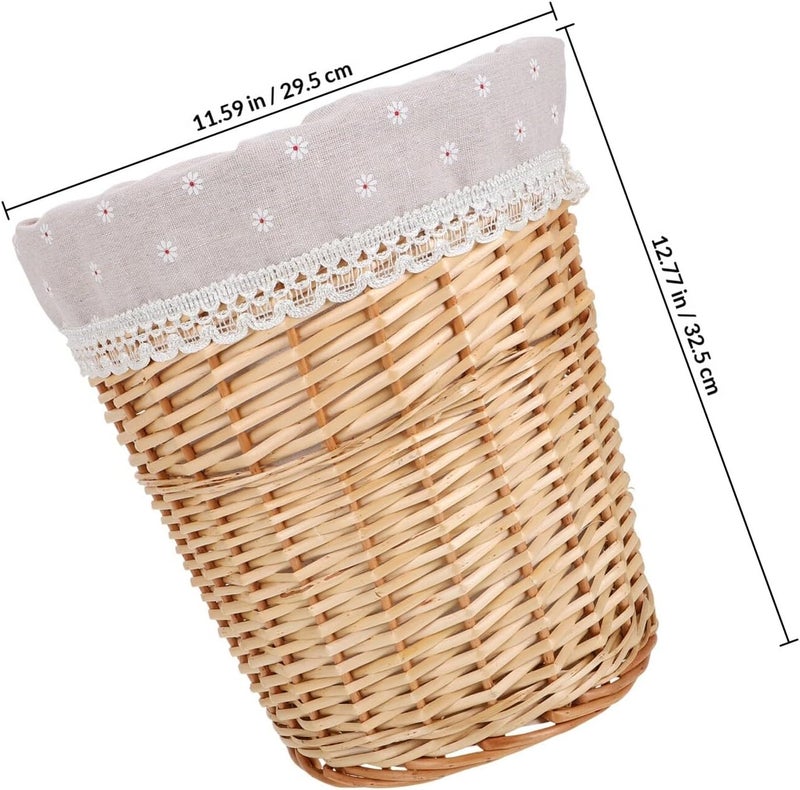 Wicker Laundry Hamper Small Hand-woven Rattan Dirty Clothes Basket with Removable Liner Natural Color for Home Organization and Bathroom Storage - Image 2