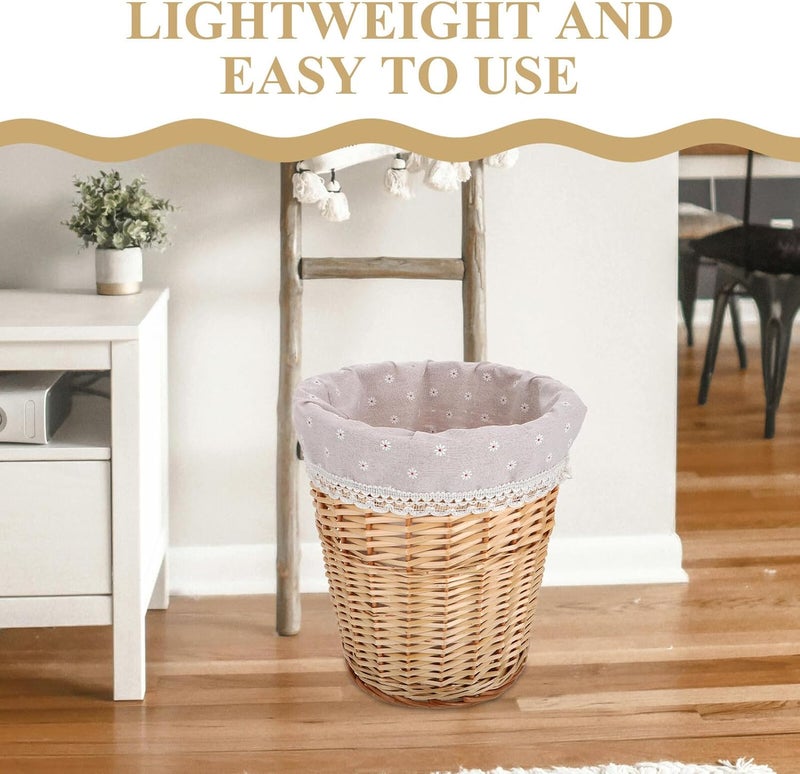 Wicker Laundry Hamper Small Hand-woven Rattan Dirty Clothes Basket with Removable Liner Natural Color for Home Organization and Bathroom Storage - Image 3