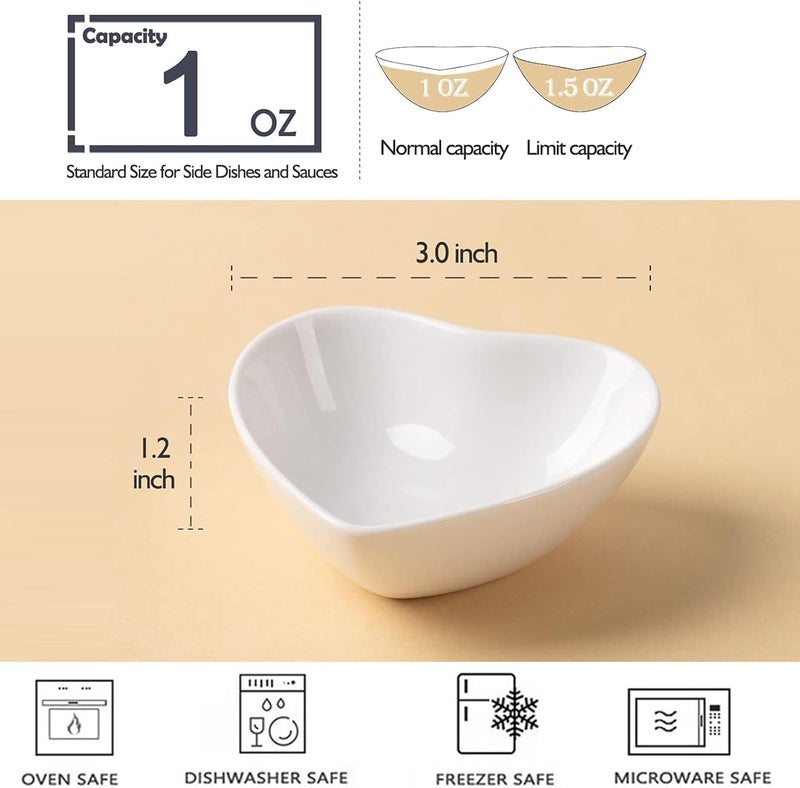 UIBFCWN 20 Pack Soy Sauce Dishes White Heart Shaped Dip Bowls Individual Dip Sauce Bowls Small Serving Bowls for Side Dishes Ketchup Valentines Day Wedding Party  1oz - Image 2