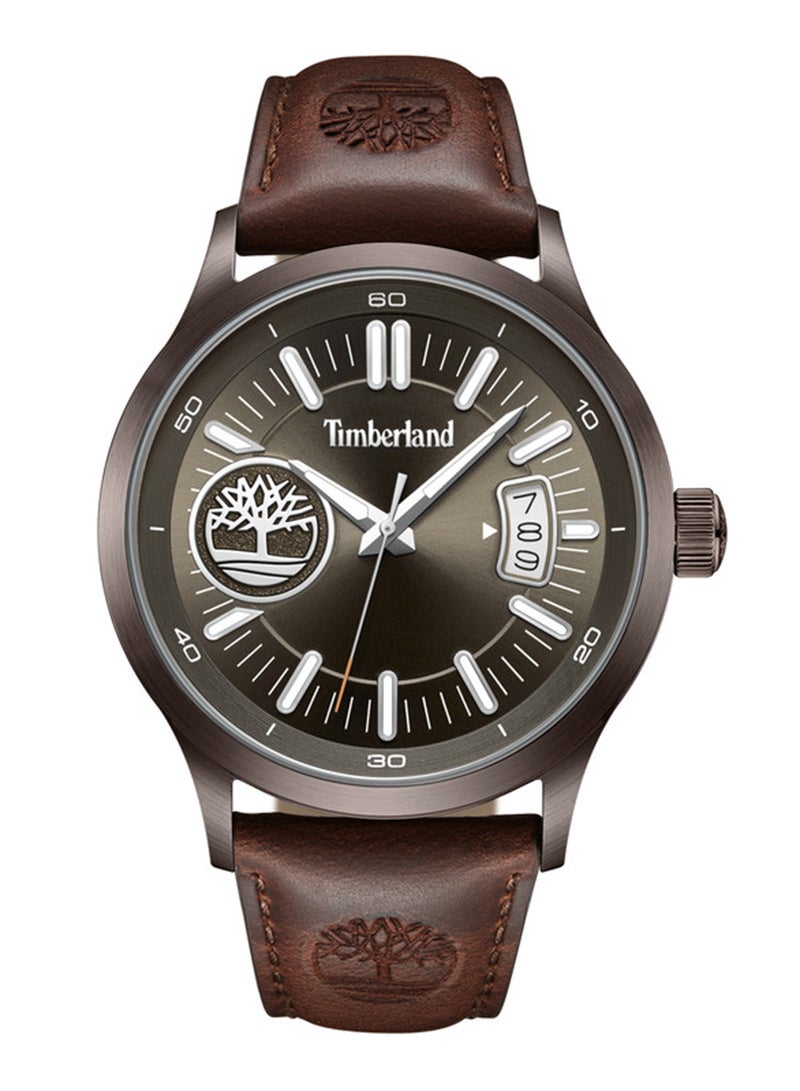 Timberland Men Trumbull Brown Dial Leather Strap Analog Watch for Men, 45mm - Image 1