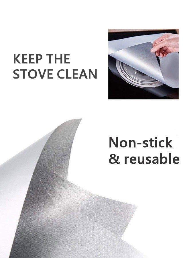 وهاواي 8PCS Stove Burner Covers Gas Stove Protectors Silver Double Thickness, Reusable, Non-Stick, Fast Clean Gas Stove Burner Liners for Kitchen/Cooking. Size 27x27cm BPA Free - Image 2