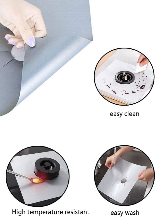 وهاواي 8PCS Stove Burner Covers Gas Stove Protectors Silver Double Thickness, Reusable, Non-Stick, Fast Clean Gas Stove Burner Liners for Kitchen/Cooking. Size 27x27cm BPA Free - Image 3
