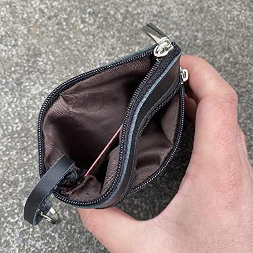 Moplusea Genuine Leather Small Coin Purse Wallet With Keychain Mini Change Purse Coin Pouch Holder For Men (GLCB010 Black) - Image 5