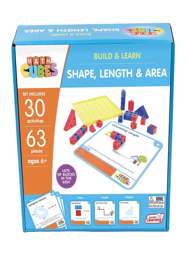 Junior Learning: Mathcubes - Shape, Length & Area - 30 Activity Set, Build & Learn, Blocks & Boards Hands On Math, Educational Set, Kids Ages 4+ - Image 1