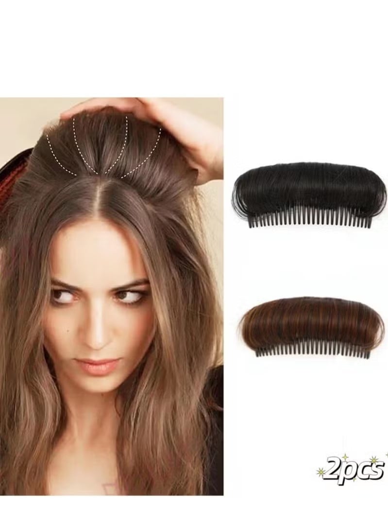 2 PCS Invisible Fluffy Hair Pad Puff Hair Head Cushion Synthetic Hair Pad Clip Invisible False Hair Clip Bun Bump It Up Volume Hair Base for Women Girls - Image 1