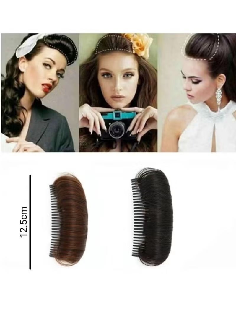2 PCS Invisible Fluffy Hair Pad Puff Hair Head Cushion Synthetic Hair Pad Clip Invisible False Hair Clip Bun Bump It Up Volume Hair Base for Women Girls - Image 4